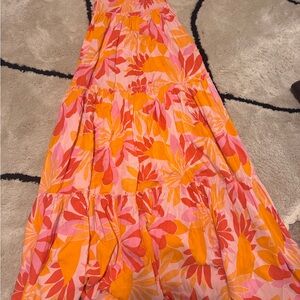 Floral Maxi Dress in Pink and Orange